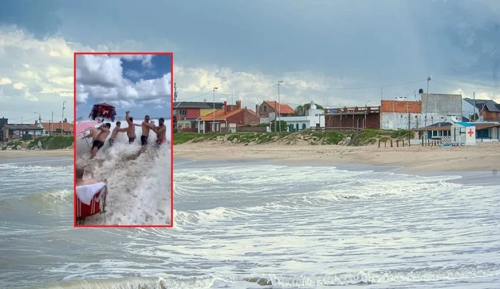 El pánico se apoderó de la tranquila playa de la localidad atlántica bonaerense. Foto: redes.