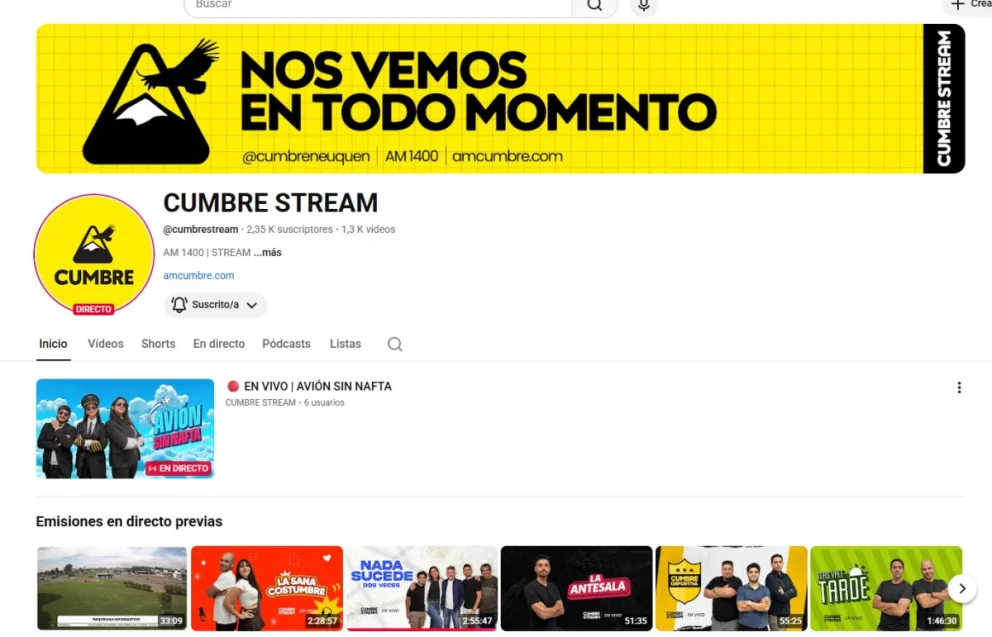 El canal Cumbre Stream permitirá seguir en vivo todos los programas de AM Cumbre 1400 desde YouTube