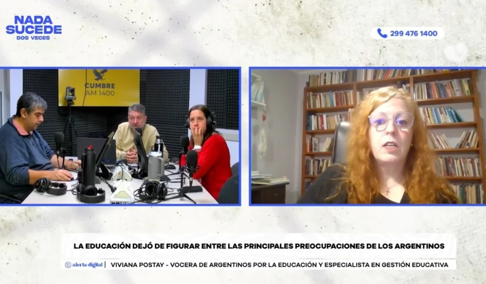 La vocera de Argentinos por la Educación realizó declaraciones en el programa "Nada sucede dos veces", por AM Cumbre 1400. Foto: captura de video Cumbre Stream.