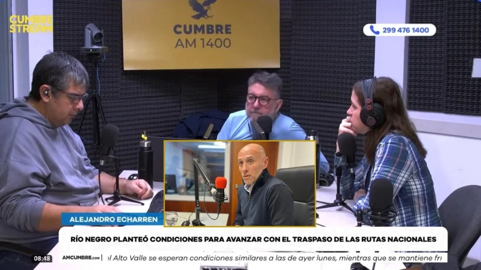 El ministro de Obras y Servicios Públicos de Río Negro, Alejandro Echarren, realizó declaraciones en el programa "Nada sucede dos veces". Foto: captura de video Cumbre Stream