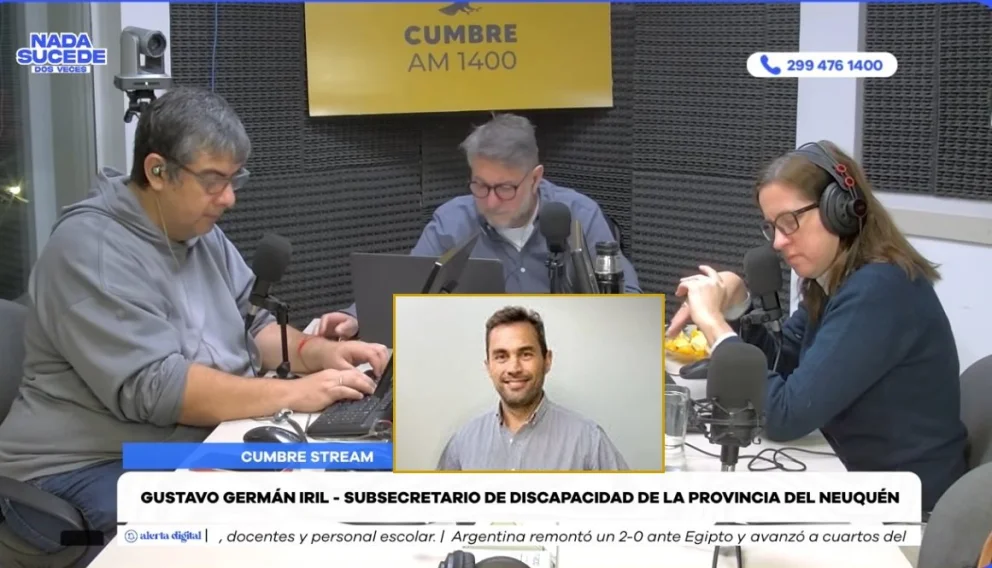 El funcionario fue entrevistado en el programa "Nada sucede dos veces", conducido por los periodistas Mario Nico González, Evangelina Zingoni y Lucas Jara. Foto: captura video Cumbre Stream