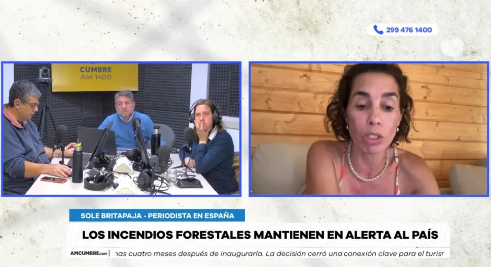 La periodista neuquina contó en primera persona lo que se vive en España con los incendios forestales. Foto: captura de video Cumbre Stream