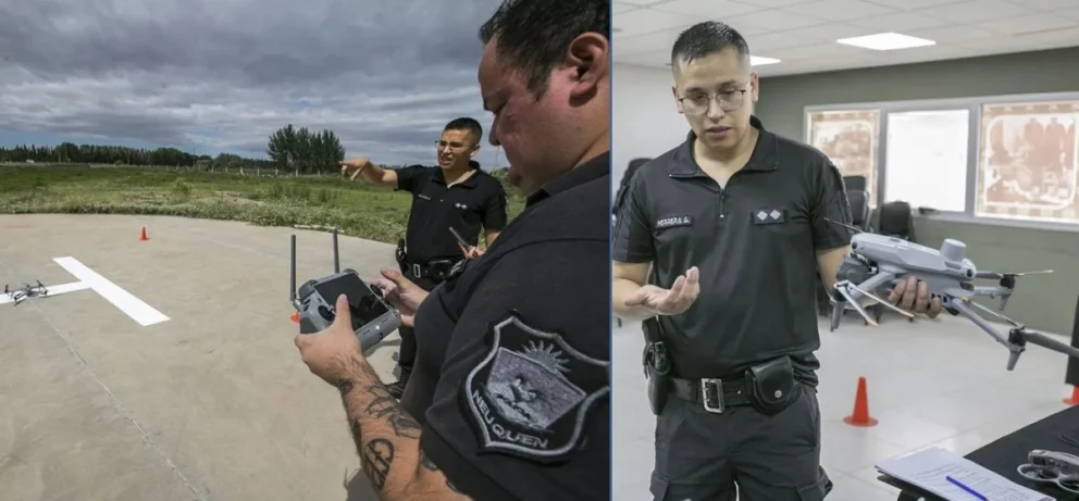 La Policía del Neuquén ya dispone de 25 drones operativos y 24 pilotos especializados, habilitados y certificados de acuerdo con la normativa de la Administración Nacional de Aviación Civil (ANAC). Foto: Neuquén Informa