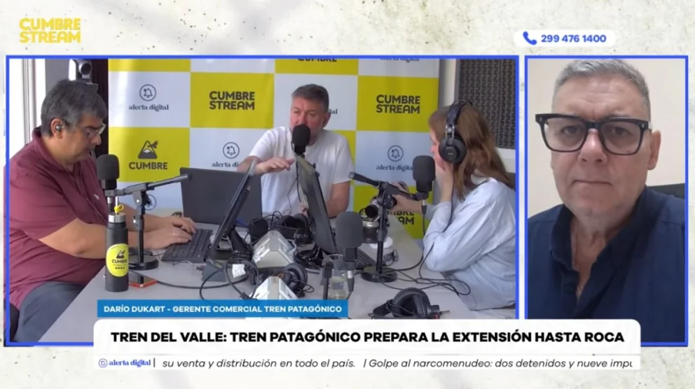 El funcionario de la empresa Tren Patagónico fue entrevistado en el programa "Nada sucede dos veces", por AM Cumbre 1400. Foto: captura de video Cumbre Stream.