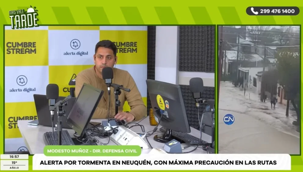 El titular de Defensa Civil de Añelo realizó declaraciones en el programa "Más vale tarde", por AM Cumbre 1400. Foto: captura de video Cumbre Stream.