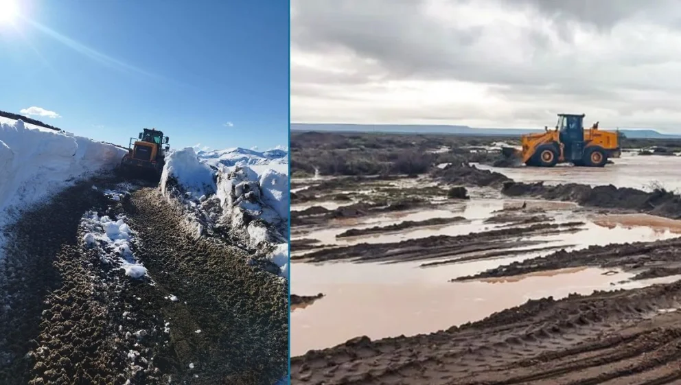 Se llevan a cabo intensos trabajos en varias localidades de la provincia del Neuquén y en el paso internacional Pichachén. Fotos: Neuquén Informa/gentileza