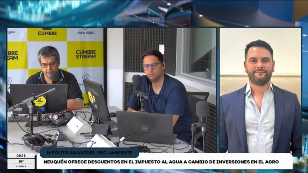“Esa agua puede ser utilizada para generar desarrollos productivos y que no sea un pasivo ambiental”, afirmó Hipólito Salvatori. Fuente: CUMBRE STREAM.